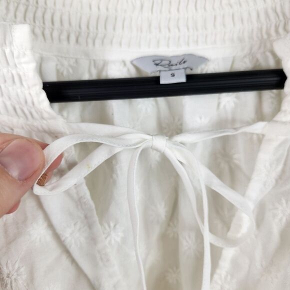 Rails Paris Cotton White Embroidered Daisey Soft Pleated Puff Short Slee… - Picture 12 of 12